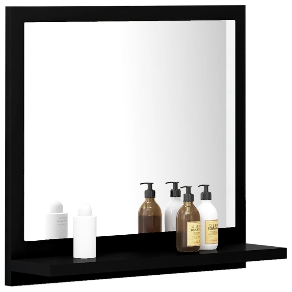 vidaXL مرآة حمام لون أسود 40×10.5×37 سم خشب صناعي