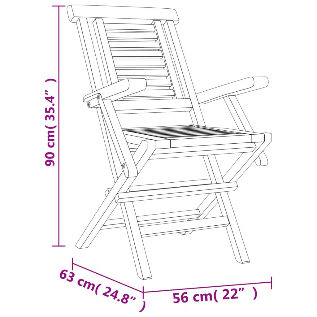 vidaXL كراسي حديقة قابلة للطي 8 ق 56x63x90 سم خشب ساج صلب