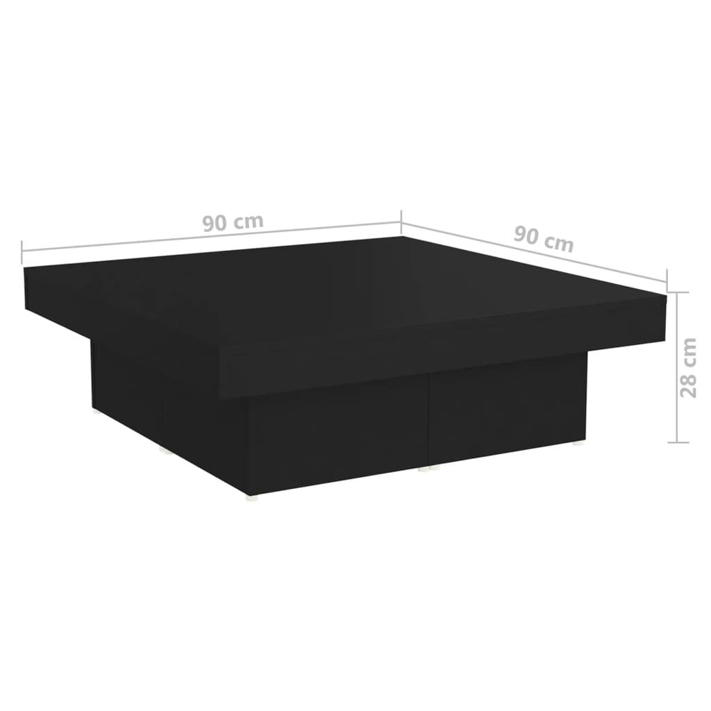vidaXL طاولة قهوة 28x90x90 سم خشب صناعي أسود