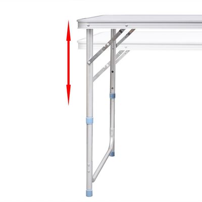 vidaXL طقم طاولة تخييم قابلة للطي مع 6 مقاعد بارتفاع قابل للتعديل 180×60 سم
