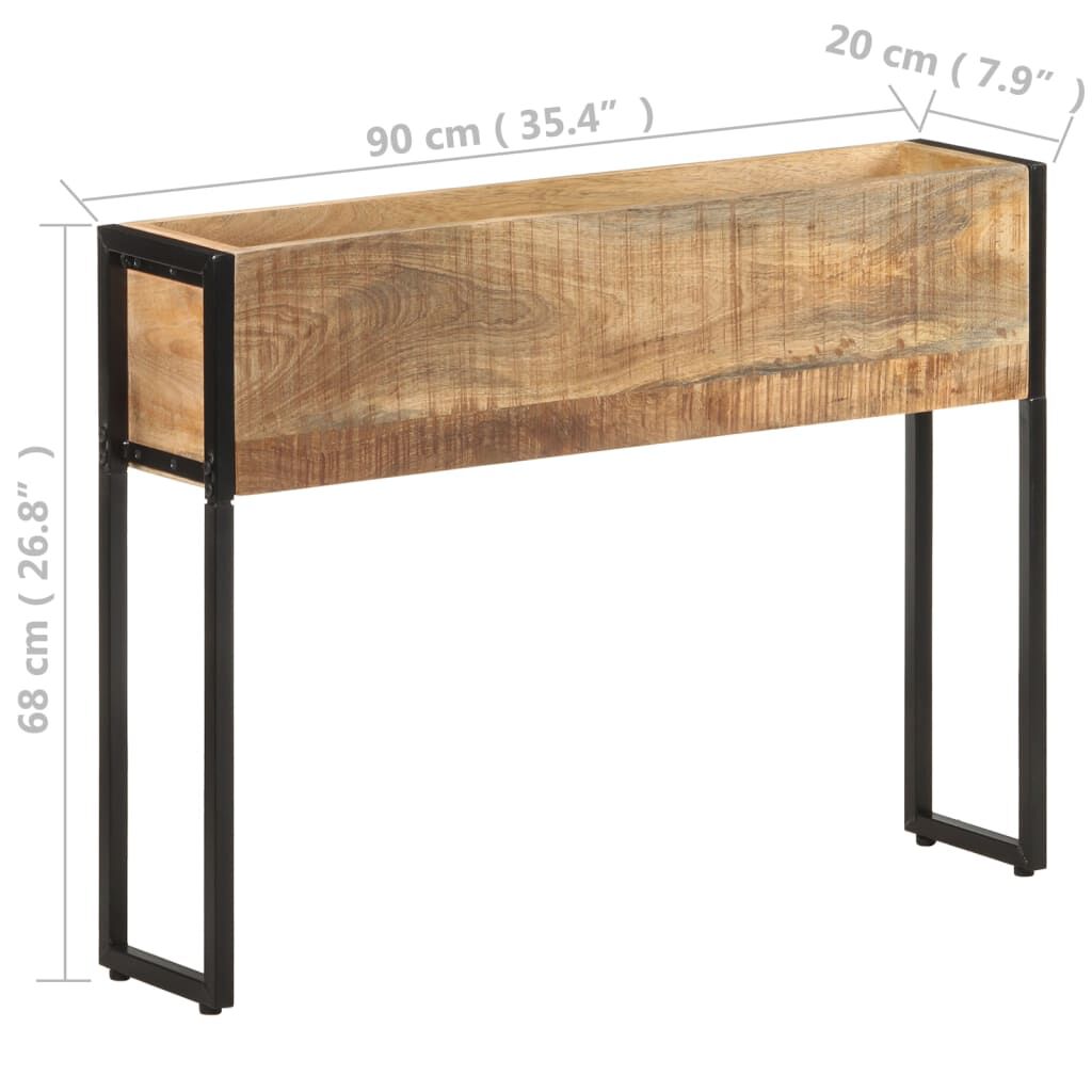 vidaXL حوض زرع 90×20×68 سم خشب مانجو خشن