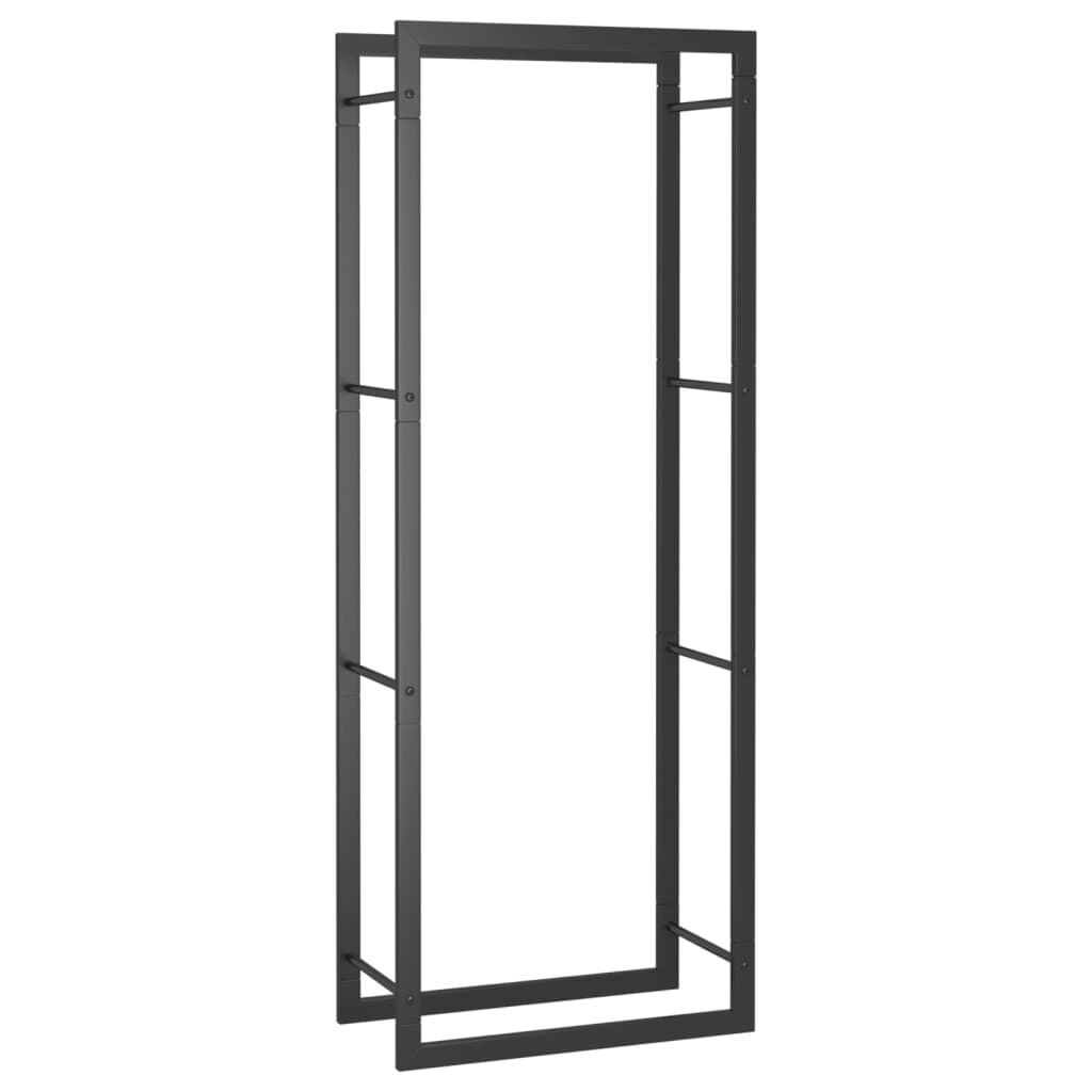 vidaXL حامل حطب لون أسود مطفي 132x28x50 سم فولاذ