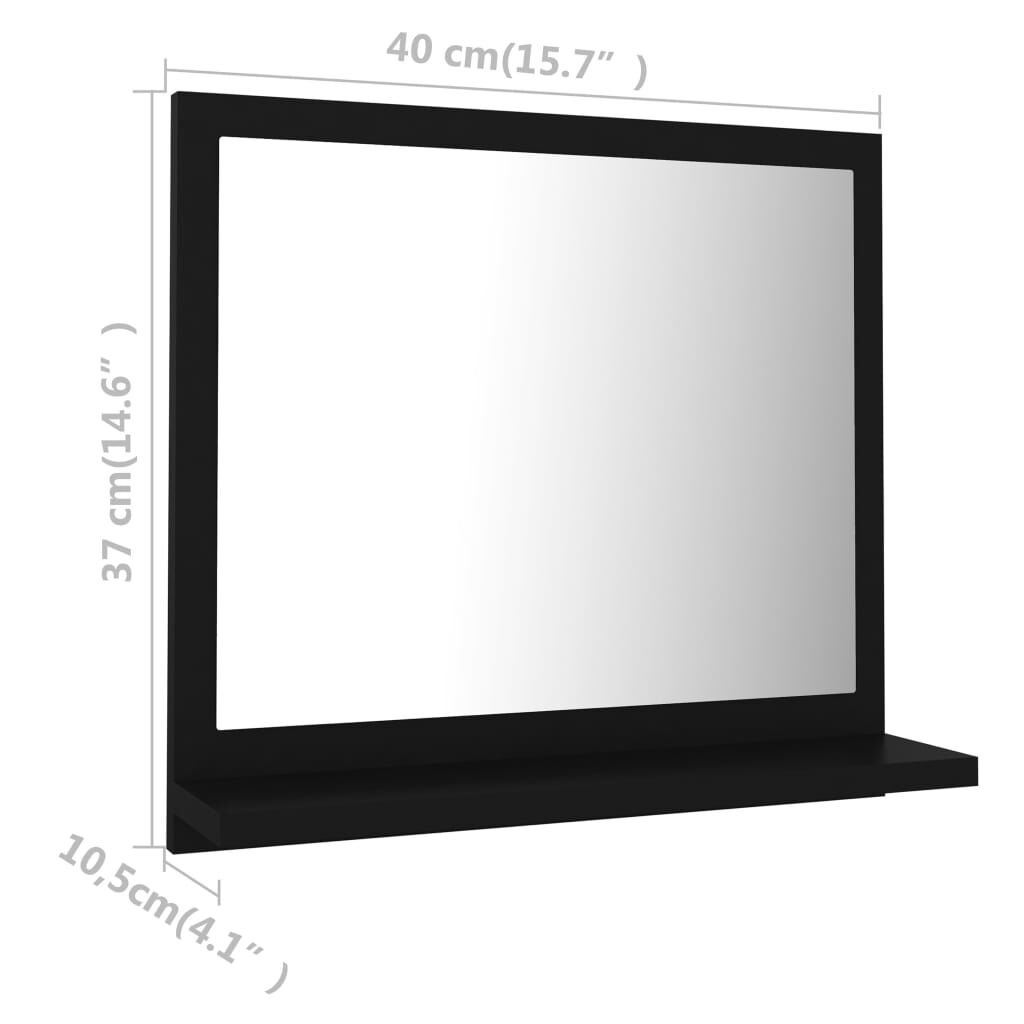 vidaXL مرآة حمام لون أسود 40×10.5×37 سم خشب صناعي