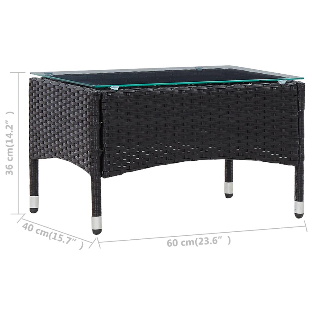 vidaXL طاولة قهوة أسود 60×40×36 سم بولي روطان
