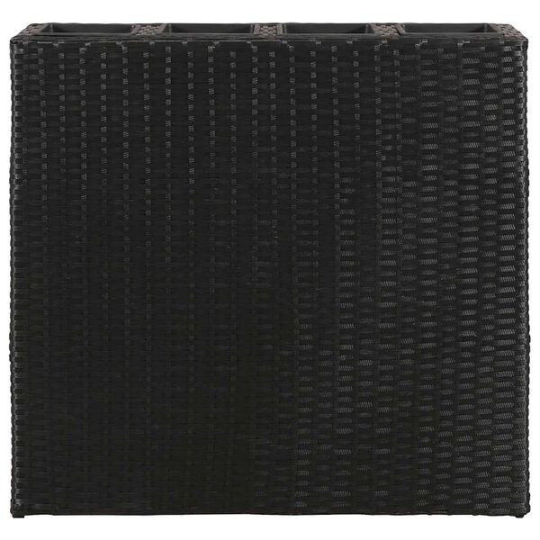 vidaXL حوض حديقة مرتفع مع 4 أصص 2 ق بولي روطان أسود