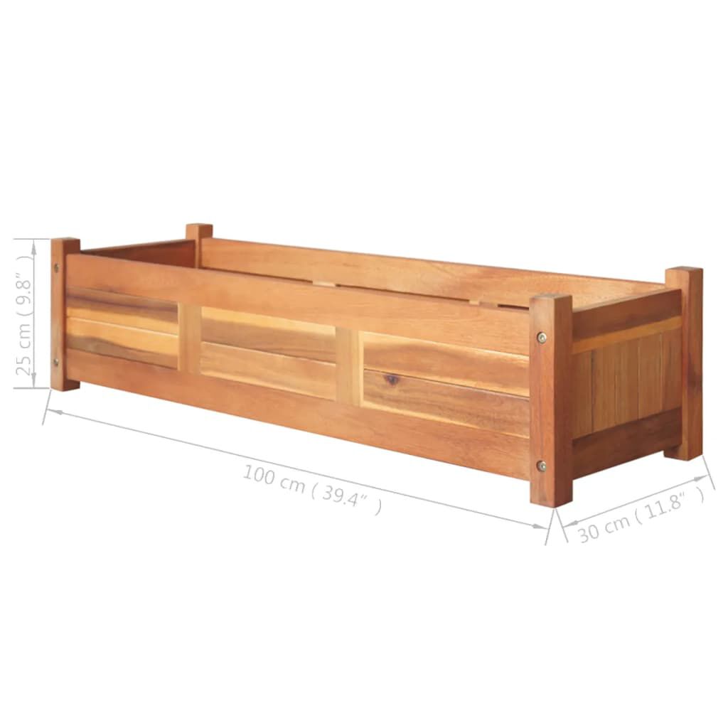 vidaXL حوض حديقة مرتفع 2 ق خشب أكاسيا صلب 100×30×25 سم