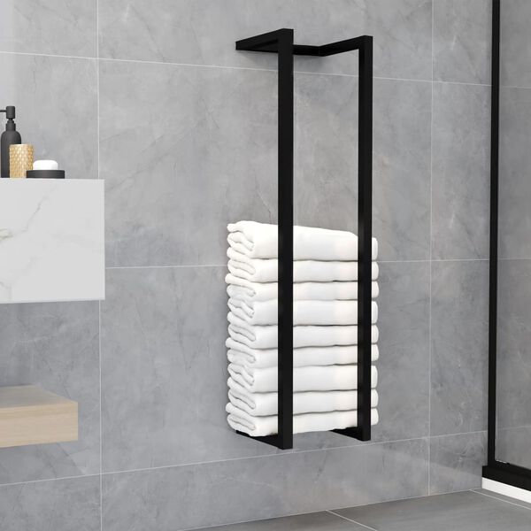 vidaXL حامل مناشف أسود 25×20×95 سم حديد