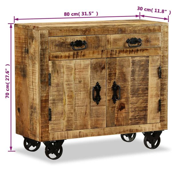 vidaXL خزانة جانبية بدرجين وكابينة واحدة خشب مانجو خشن