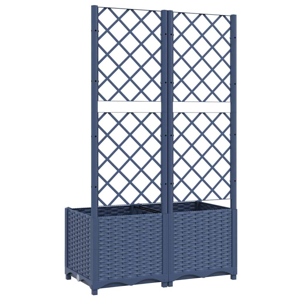 vidaXL حوض حديقة مع تعريشة أزرق رمادي 80×40×136 سم PP