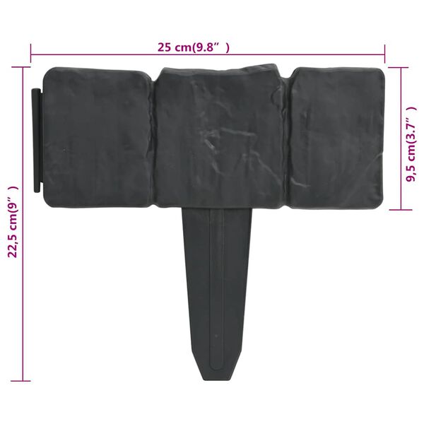 vidaXL سياج حديقة / سياج مرج بلاستيك مظهر حجري 41 قطعة 10 م