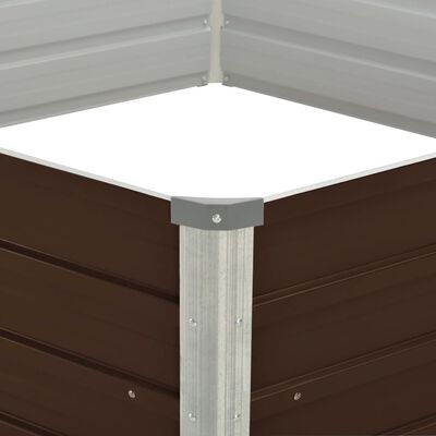 vidaXL حوض حديقة مرتفع بني 129×129×46 سم فولاذ مجلفن