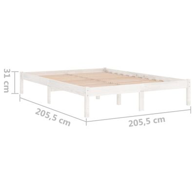 vidaXL إطار سرير خشب صنوبر صلب أبيض 200×200 سم