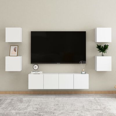 vidaXL خزانة تلفزيون جدارية أبيض 30x30x30.5 سم