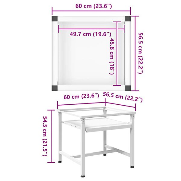 vidaXL قاعدة غسالة مع رف سحب أبيض