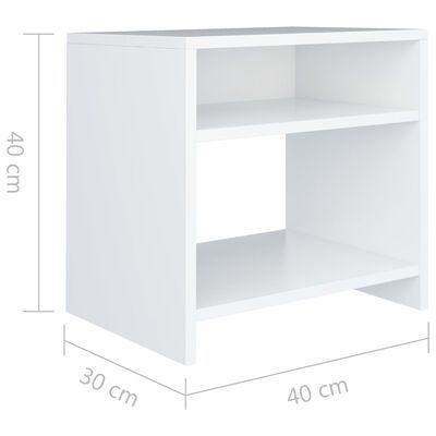vidaXL خزانات جانب السرير 2 ق أبيض 40×30×40 سم خشب حبيبي