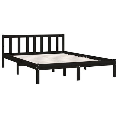 vidaXL إطار سرير خشب صنوبر صلب أسود 160×200 سم