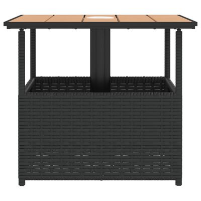 vidaXL طاولة حديقة مع ثقب مظلة لون أسود 46,5x55x55 سم بولي روطان