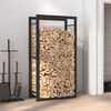 vidaXL حامل حطب لون أسود مطفي 94x28x50 سم فولاذ