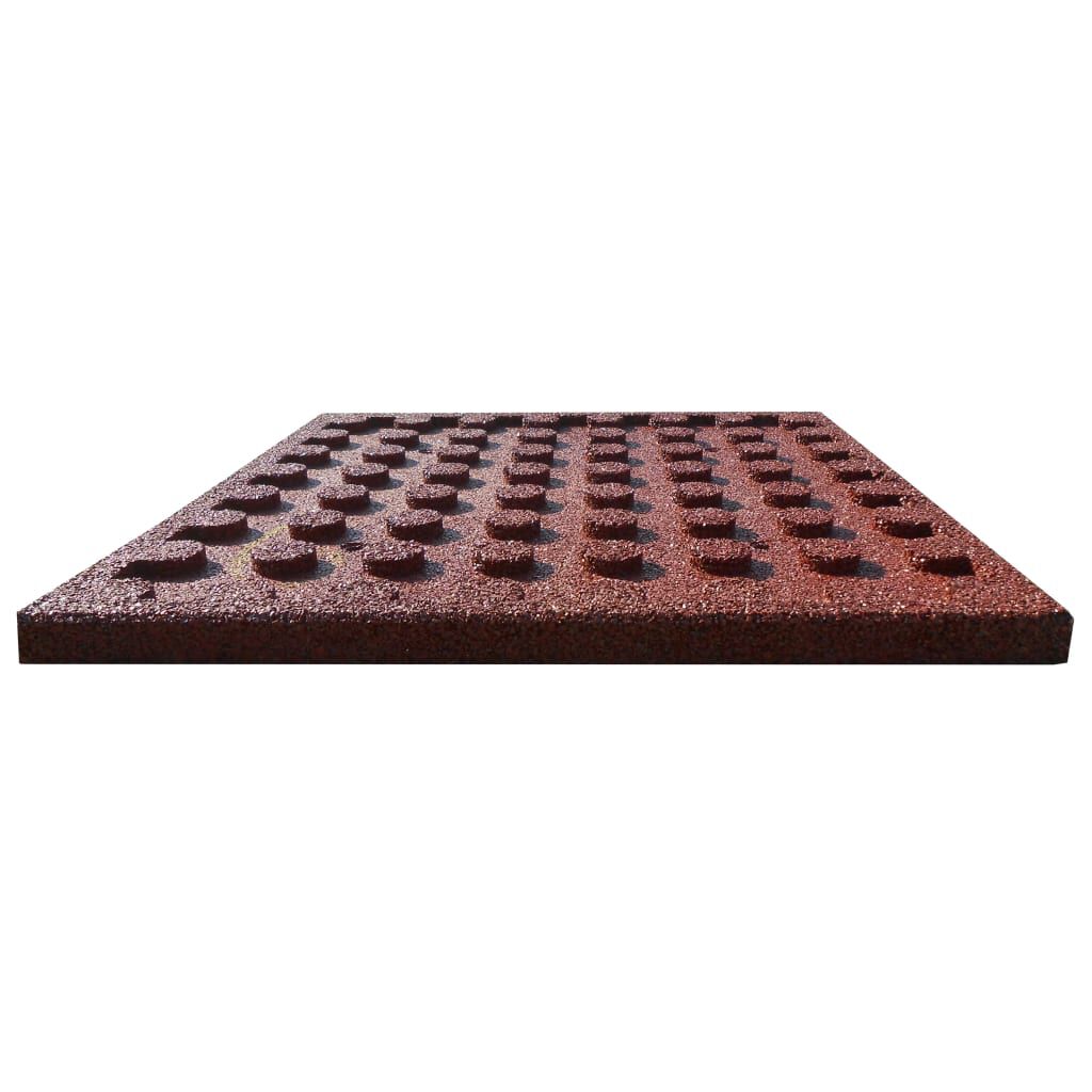 vidaXL بلاط الحماية من السقوط 6 ق مطاط 50×50×3 أحمر