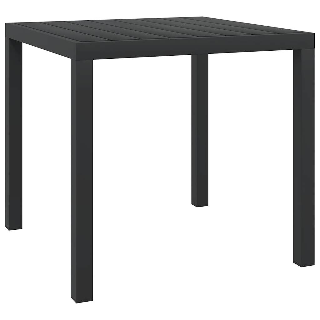vidaXL طاولة حديقة أسود 80×80×74 سم ألومنيوم وخشب WPC