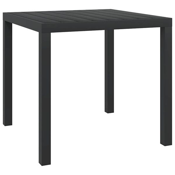 vidaXL طاولة حديقة أسود 80×80×74 سم ألومنيوم وخشب WPC