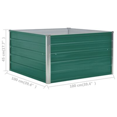 vidaXL حوض حديقة مرتفع 100×100×45 سم فولاذ مجلفن أخضر
