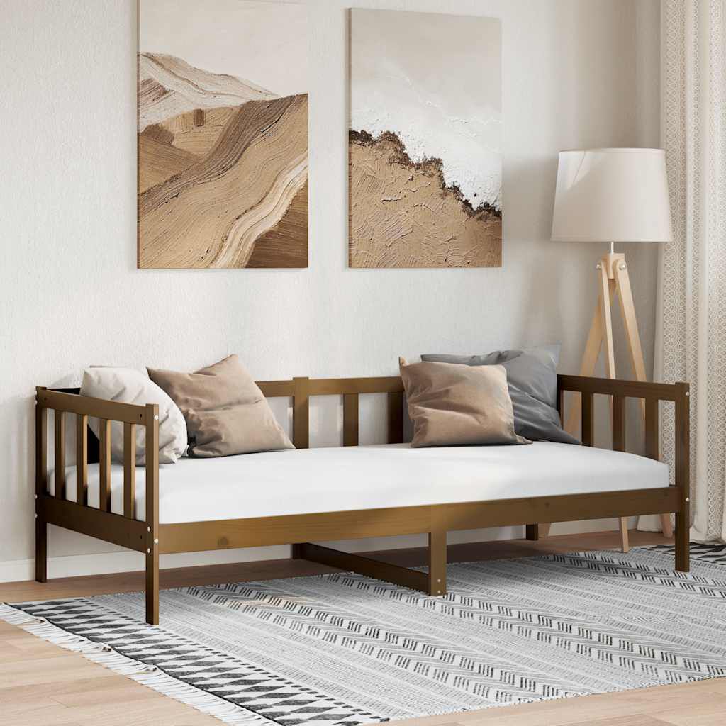 vidaXL سرير نهاري خشب صنوبر صلب بني عسلي 90×200 سم