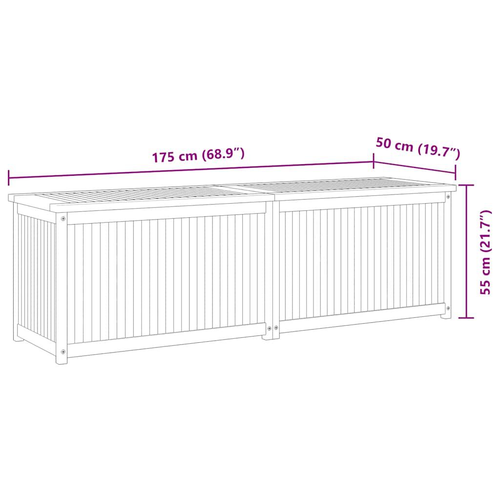 vidaXL صندوق حديقة 175×50×55 سم خشب ساج صلب