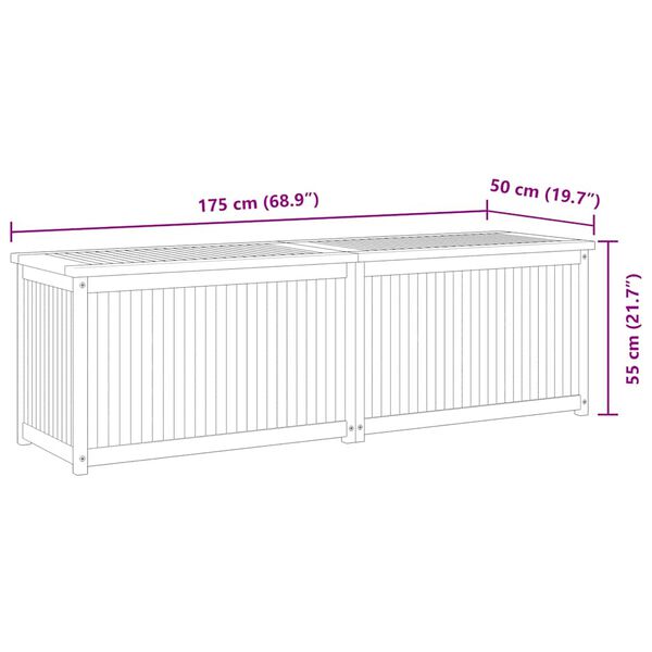 vidaXL صندوق حديقة 175×50×55 سم خشب ساج صلب