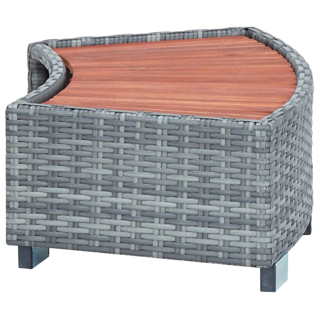 vidaXL سلم حمام سبا رمادي بولي روطان 92×45×25 سم