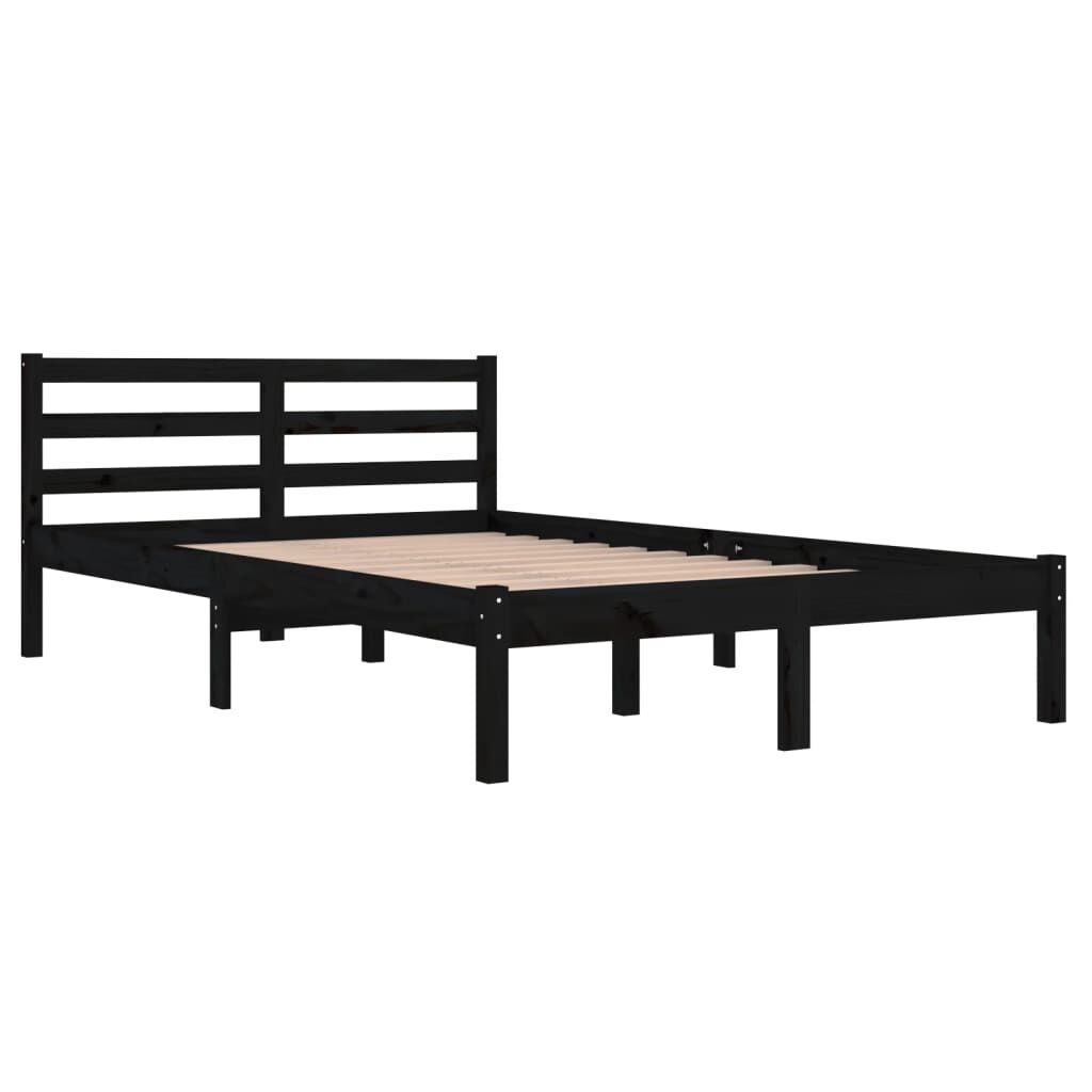 vidaXL إطار سرير خشب صنوبر صلب 120×200 سم أسود