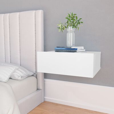 vidaXL منضدة سرير عائمة 2 ق أبيض 40×30×15 سم خشب مضغوط