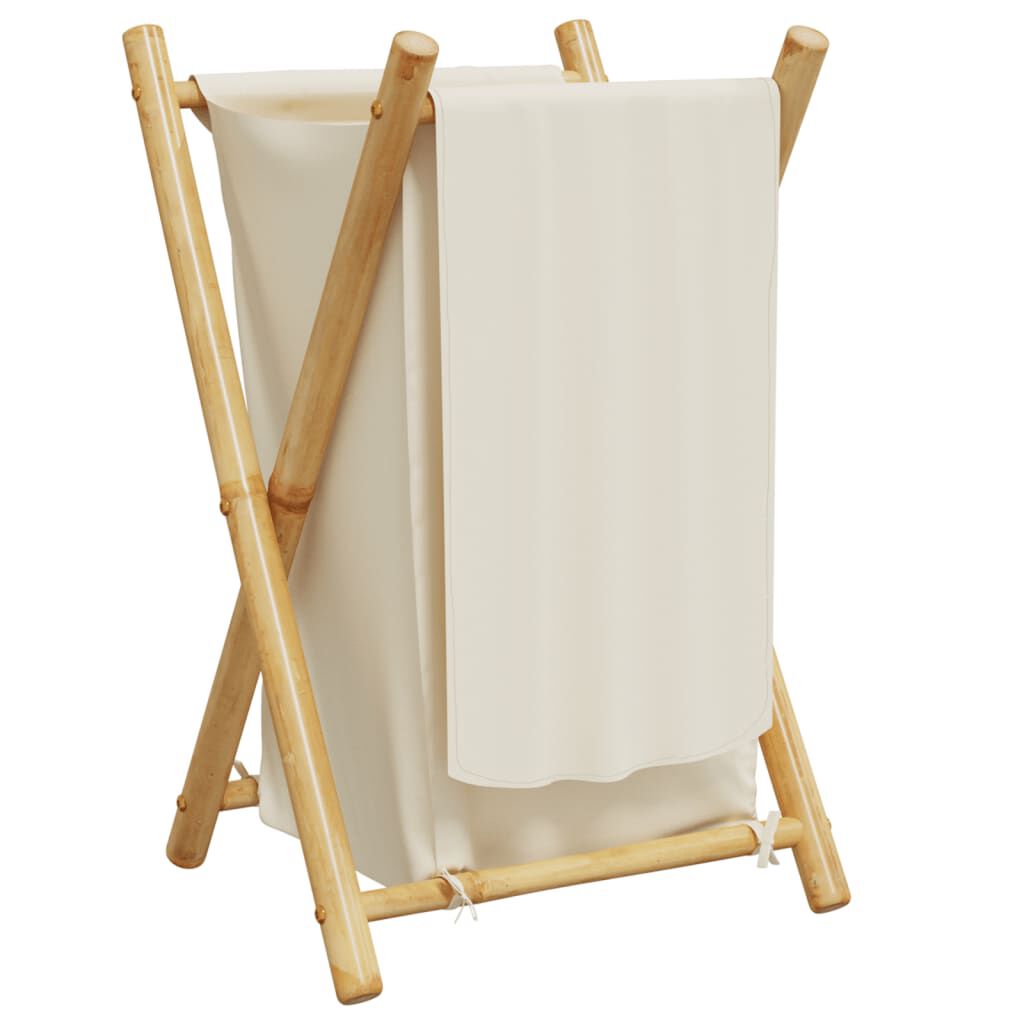 vidaXL سلة غسيل لون أبيض كريمي 63,5x36x41,5 سم خيزران