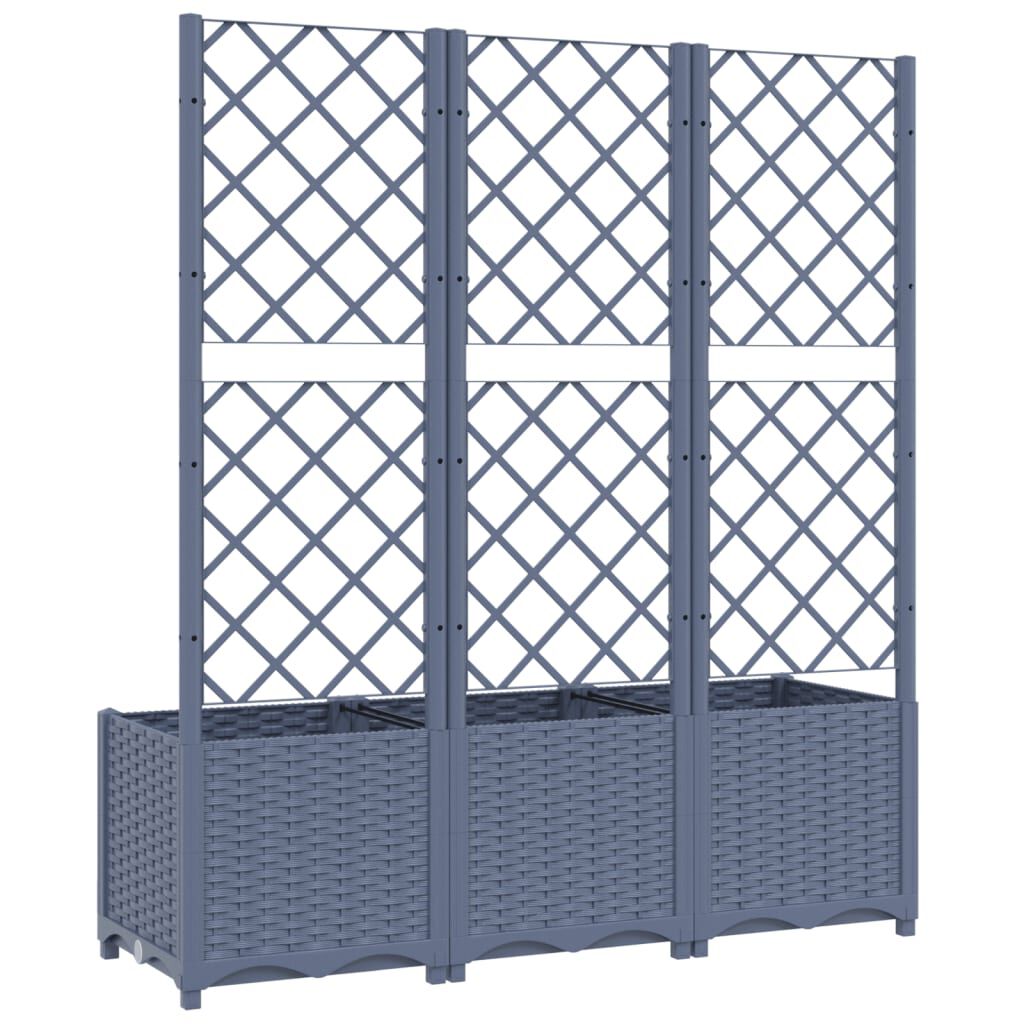 vidaXL حوض حديقة مع تعريشة أزرق رمادي 120×40×136 سم PP