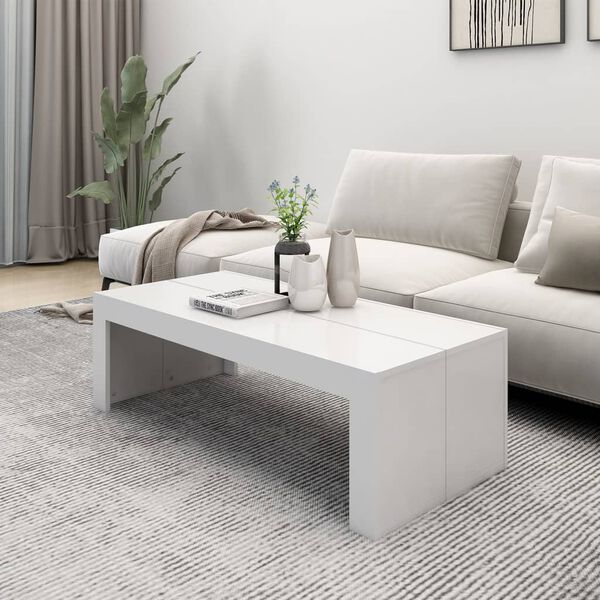 vidaXL طاولة قهوة أبيض 110×50×35 سم خشب صناعي