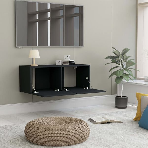 vidaXL خزانة تلفزيون أسود 80×30×30 سم خشب صناعي