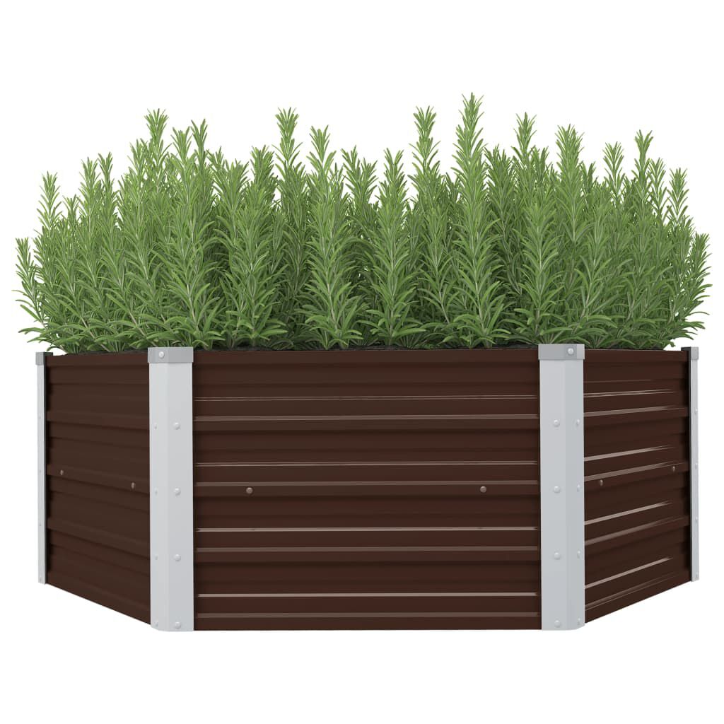 vidaXL حوض حديقة مرتفع بني 129×129×46 سم فولاذ مجلفن