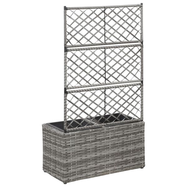 حوض تعريشة زراعي مرتفع مع 2 أصائص 107x30x58 سم بولي روطان رمادي