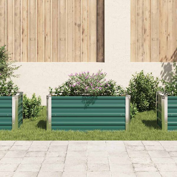 vidaXL حوض حديقة مرتفع فولاذ مجلفن 100×40×45 سم أخضر