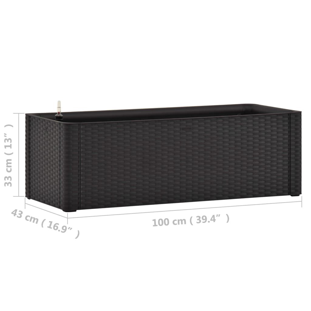 vidaXL حوض حديقة مرتفع مع نظام سقي ذاتي أنثراسايت 100×43×33 سم