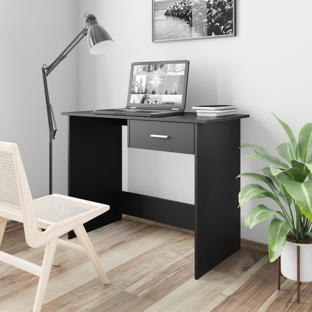 vidaXL مكتب لون أسود 100×50×76 سم خشب صناعي