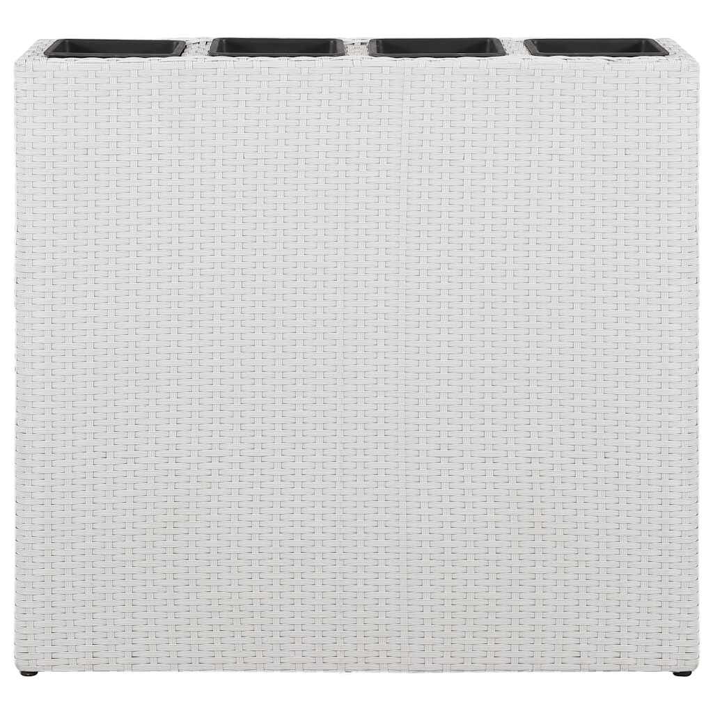 vidaXL حوض حديقة مرتفع مع 4 أصص بولي روطان أبيض