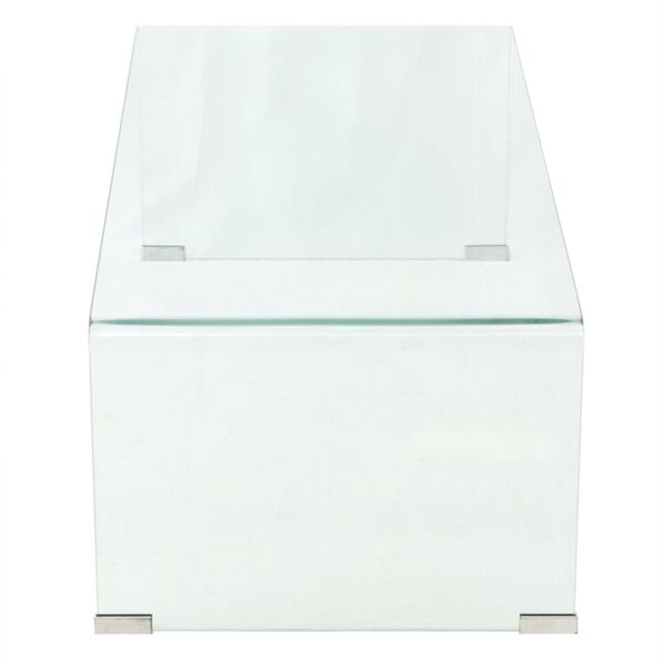 vidaXL طاولة قهوة زجاج مقوى 98×45×30 سم شفاف