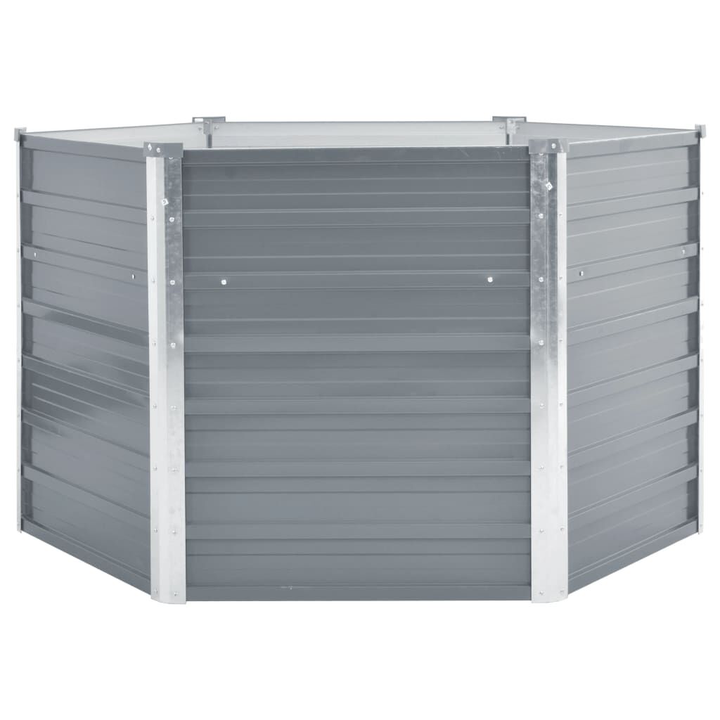 vidaXL حوض حديقة مرتفع فولاذ مجلفن 129×129×77 سم رمادي