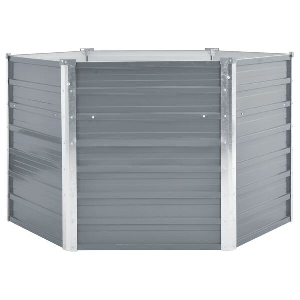 vidaXL حوض حديقة مرتفع فولاذ مجلفن 129×129×77 سم رمادي
