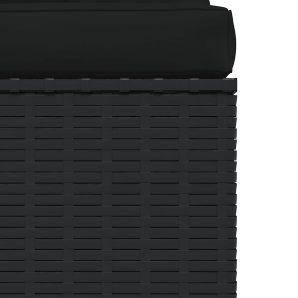 vidaXL أريكة 3-مقاعد مع وسائد لون أسود بولي روطان