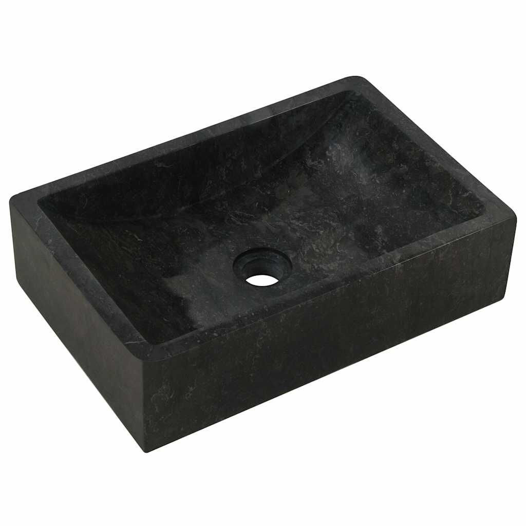 vidaXL حوض 45×30×12 سم رخام أسود