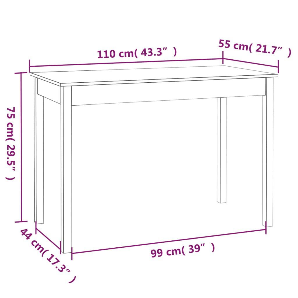 vidaXL طاولة طعام 75x55x110 سم خشب صنوبر صلب