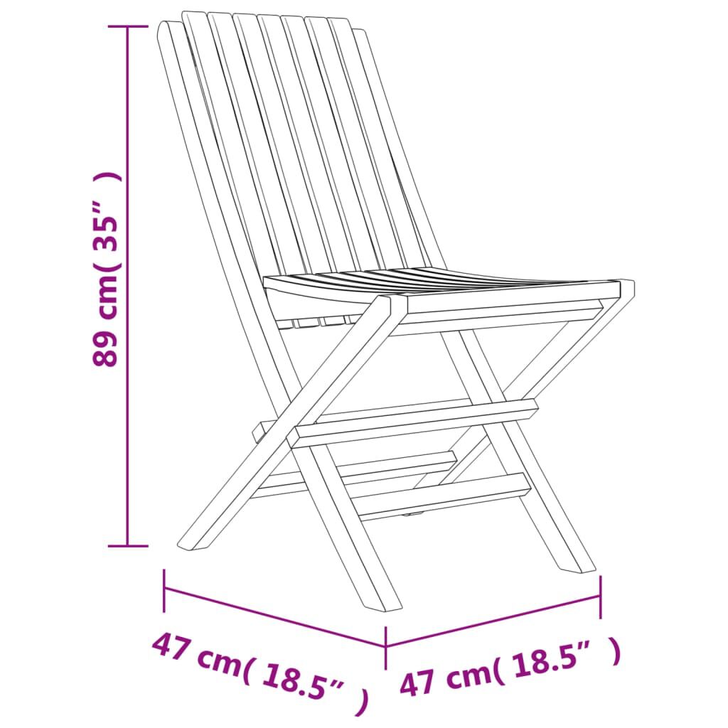 vidaXL كراسي حديقة قابلة للطي 4 ق 47x47x89 سم خشب ساج صلب