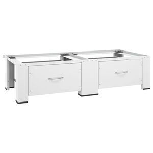 vidaXL قاعدة مزدوجة لآلة الغسيل والتجفيف مع أدراج أبيض